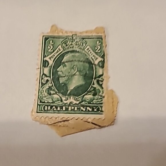 UK King George V Halfpenny Stamp Green Postage Mail Vintage Vtg Great Britain - Picture 2 of 5